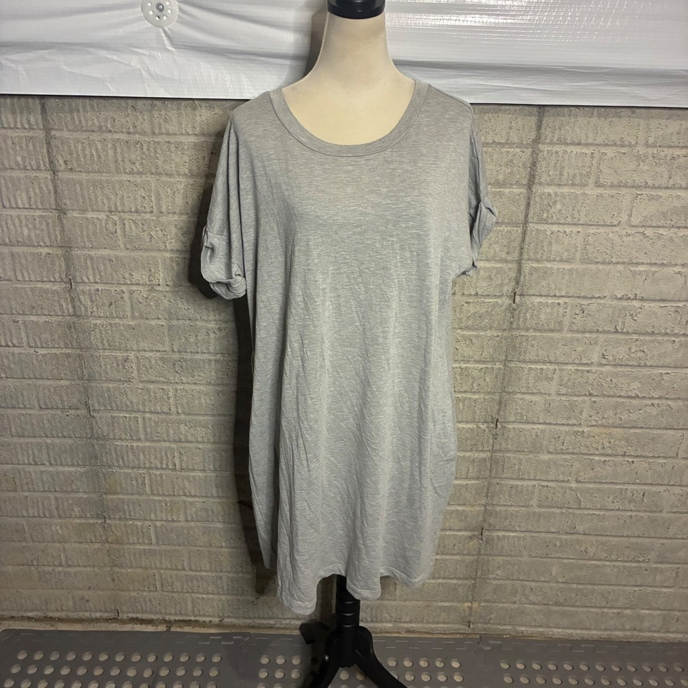 The Sweatshirt Project French Laundry Gray T-Shirt Dress Cuffed Short Sleeve L